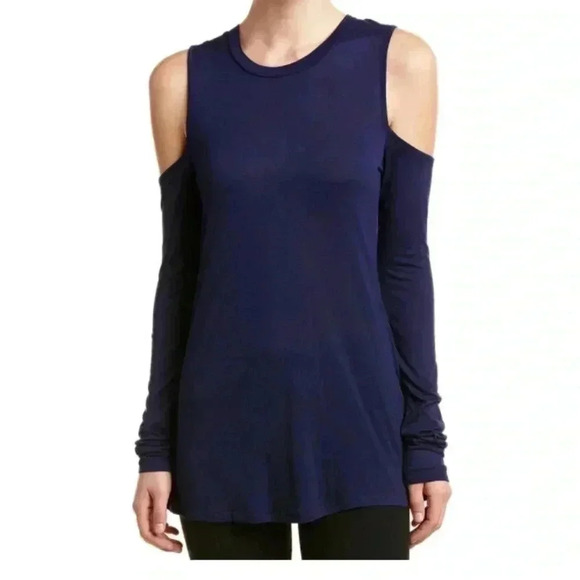 Sam Edelman Women's Cold Shoulder Tee Athletic Blue - Picture 1 of 7